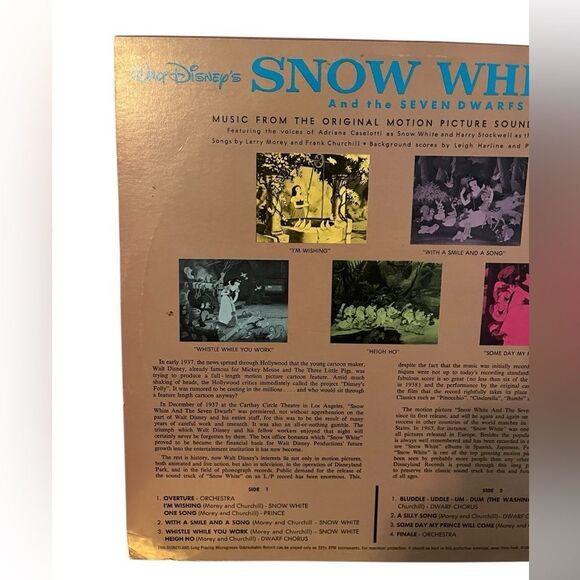 VINTAGE WALT DISNEY SNOW WHITE & SEVEN DWARFS DISNEYLAND RECORD - Picture 4 of 8